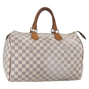 LOUIS VUITTON Damier Azur Speedy 35 Hand Bag N41535 LV Auth 154846